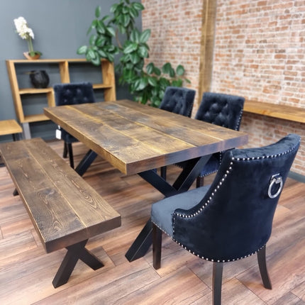 Industrial Dining Table 3″ Rustic Dining Table. Rustic Wood – Handmade Kitchen Table Rustic Dining Table Farmhouse Chunky Metal Legs