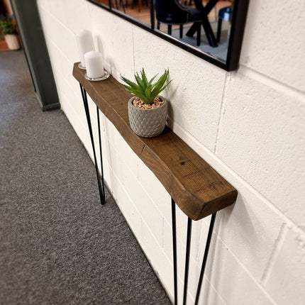 Skinny Rustic Console Table With Hairpin Legs 12cm Depth