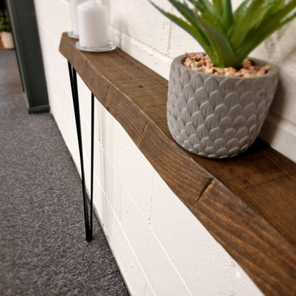 Skinny Rustic Console Table With Hairpin Legs 12cm Depth