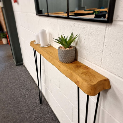 Skinny Rustic Console Table With Hairpin Legs 12cm Depth