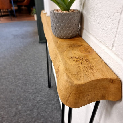 Skinny Rustic Console Table With Hairpin Legs 12cm Depth