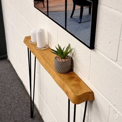 Skinny Rustic Console Table With Hairpin Legs 12cm Depth