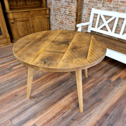 Round Dining Table Vintage Solid Oak Leg Kitchen Table Rustic Industrial Solid Oak Legs