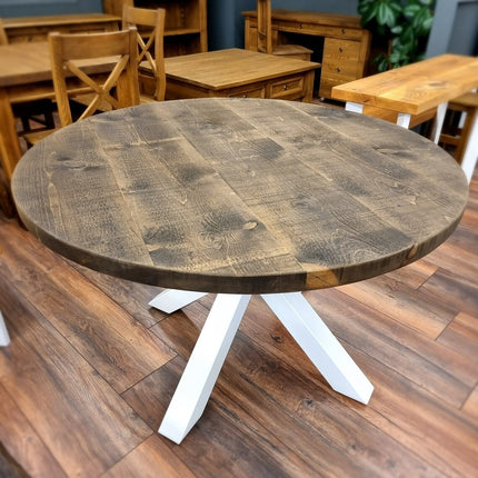 Round Dining Table Vintage Star Leg Kitchen Table Rustic Industrial Wooden Star Legs
