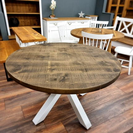 Round Dining Table Vintage Star Leg Kitchen Table Rustic Industrial Wooden Star Legs