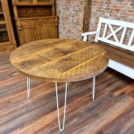 Round Dining Table Vintage Hairpin Leg Kitchen Table Rustic Industrial Steel Hairpin Legs