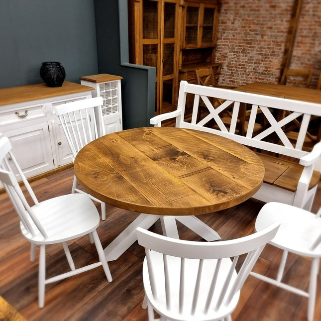 Round Dining Table Vintage Star Leg Kitchen Table Rustic Industrial Wooden Star Legs