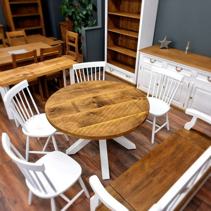 Round Dining Table Vintage Star Leg Kitchen Table Rustic Industrial Wooden Star Legs