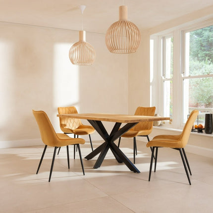 Dine Table Wooden Rustic Industrial Dining Table Handmade Star Steel Legs