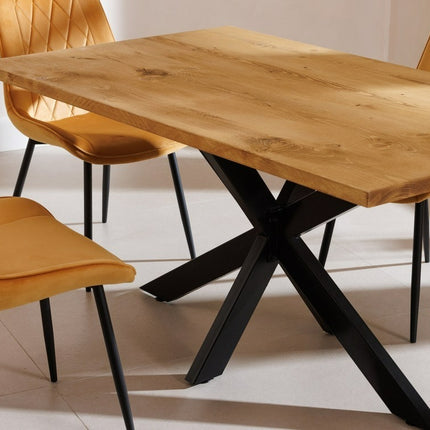 Dine Table Wooden Rustic Industrial Dining Table Handmade Star Steel Legs