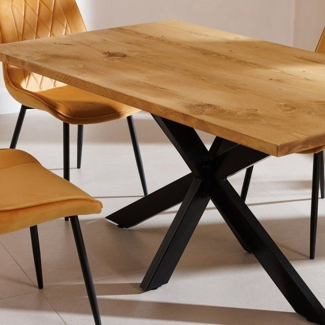 Dine Table Wooden Rustic Industrial Dining Table Handmade Star Steel Legs