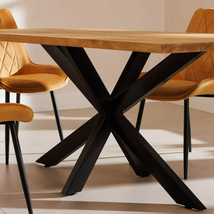 Dine Table Wooden Rustic Industrial Dining Table Handmade Star Steel Legs