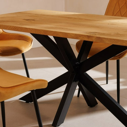 Dine Table Wooden Rustic Industrial Dining Table Handmade Star Steel Legs