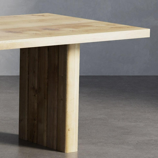 Solid Oak Dining Table with Wooden Block Rounded Up Legs – DURABLE HARDWOOD CLAR 019