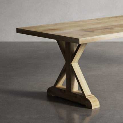 Solid Oak Dining Table with Wooden Farmhouse Legs – DURABLE HARDWOOD CLAR 028