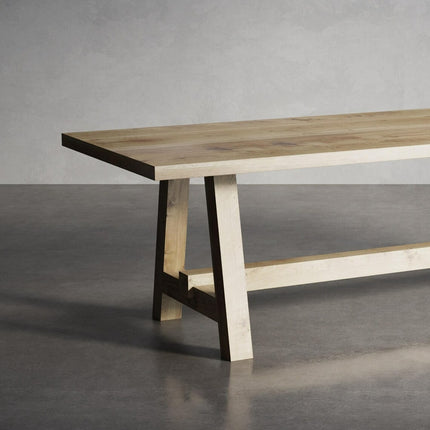 Solid Oak Dining Table AF Frame Wooden Legs with Bar – DURABLE HARDWOOD CLAR 020