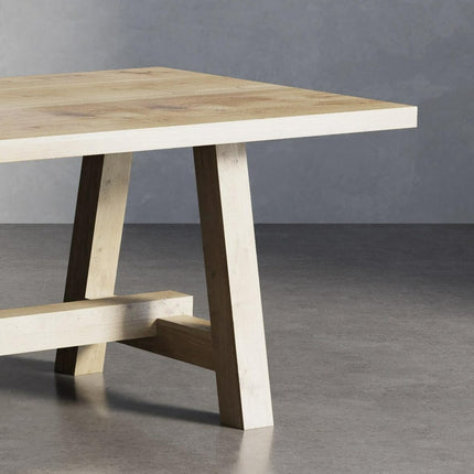 Solid Oak Dining Table AF Frame Wooden Legs with Bar – DURABLE HARDWOOD CLAR 020