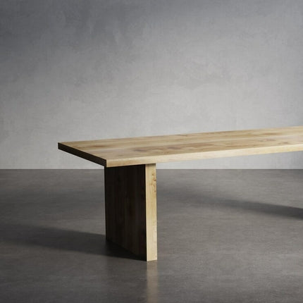 Solid Oak Dining Table with Wooden Block Legs – DURABLE HARDWOOD CLAR 031