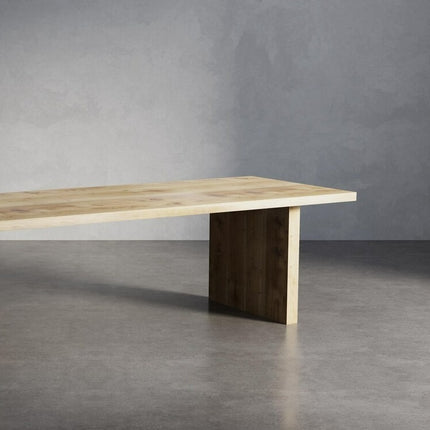 Solid Oak Dining Table with Wooden Block Legs – DURABLE HARDWOOD CLAR 031