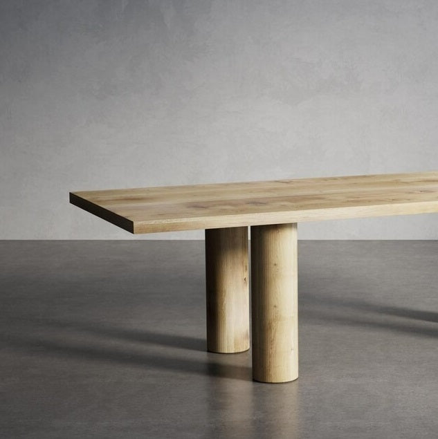 Solid Oak Dining Table with Wooden Pin Rounded Up Legs – DURABLE HARDWOOD CLAR 030