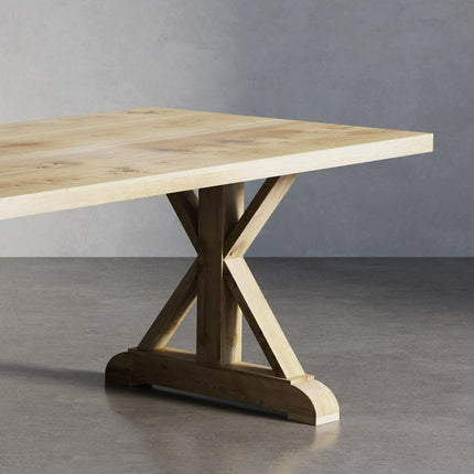 Solid Oak Dining Table with Wooden Farmhouse Legs – DURABLE HARDWOOD CLAR 028