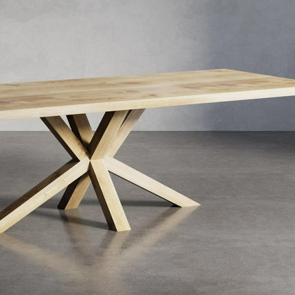 Solid Oak Dining Table with Star Wooden Legs – DURABLE HARDWOOD CLAR 023