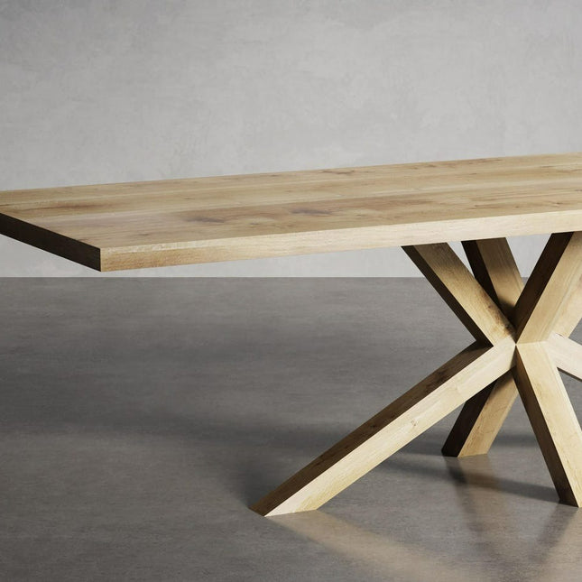 Solid Oak Dining Table with Star Wooden Legs – DURABLE HARDWOOD CLAR 023