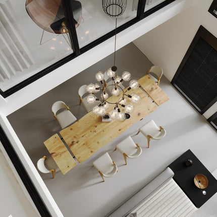 Dining Table Live Edge Extendable 2-Sides Dining Table Kitchen Industrial Rustic Wood, Spider Steel Base