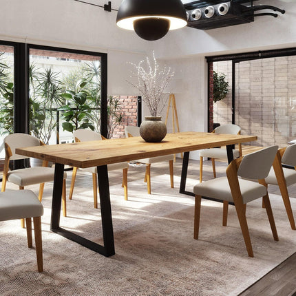 Brigg Dining Table Metal LEGS Industrial Rustic Wood Handmade Table Cotswold