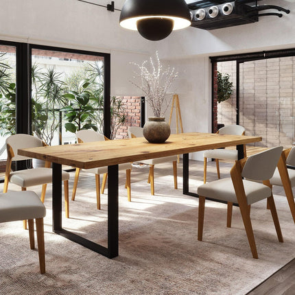 Brigg Dining Table Metal LEGS Industrial Rustic Wood Handmade Table Cotswold