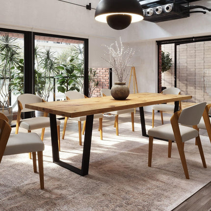 Brigg Dining Table Metal LEGS Industrial Rustic Wood Handmade Table Cotswold