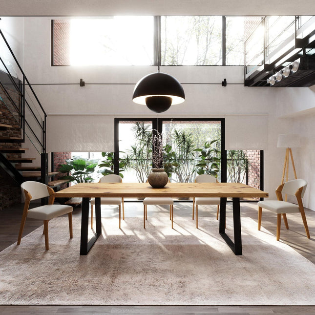 Brigg Dining Table Metal LEGS Industrial Rustic Wood Handmade Table Cotswold