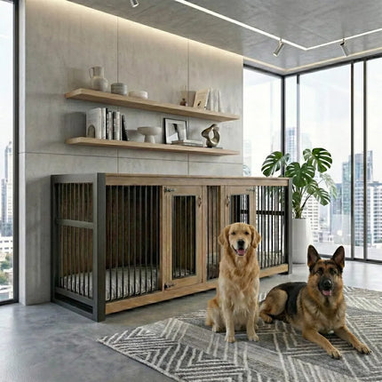 Double XLarge Indoor Dog Kennels -Rustic Dog Crate- Industrial - XL Large