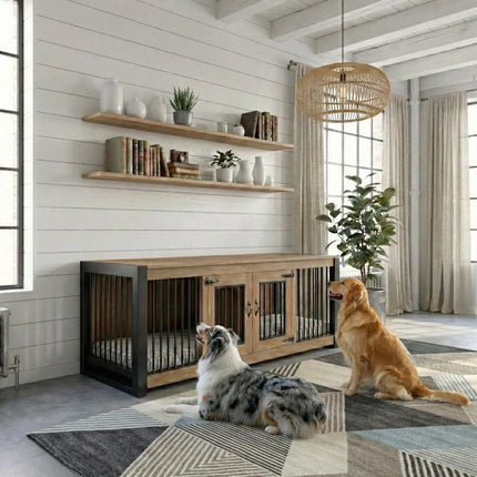 Double XLarge Indoor Dog Kennels -Rustic Dog Crate- Industrial - XL Large