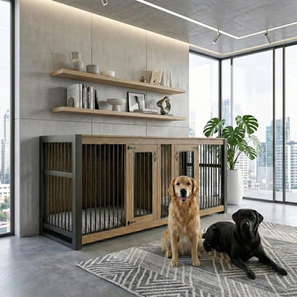Double XLarge Indoor Dog Kennels -Rustic Dog Crate- Industrial - XL Large