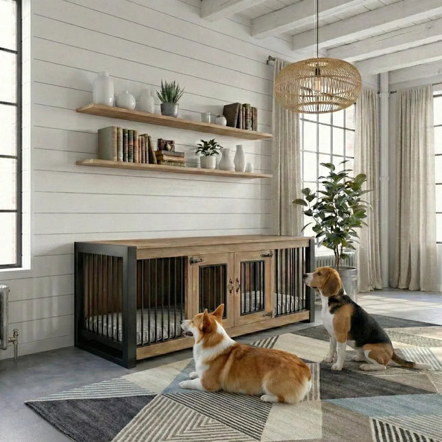 Double Medium-Indoor Dog Kennels - Industrial