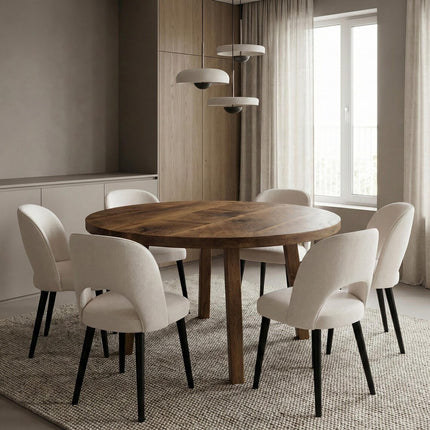 Wroot Round Dining Table Vintage Solid Oak Pin Sq Leg - Handmade Stylish Cozy and Modern