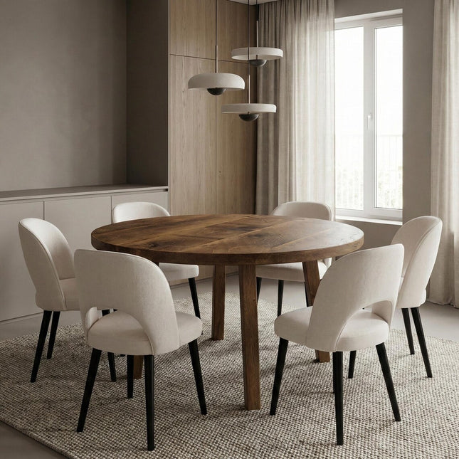 Wroot Round Dining Table Vintage Solid Oak Pin Sq Leg - Handmade Stylish Cozy and Modern