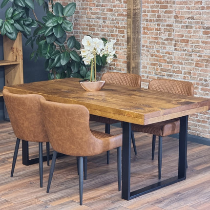SET - 150cm Table + 4 Chairs - Dining Table Industrial Grantham SQUARE - Frame Legs