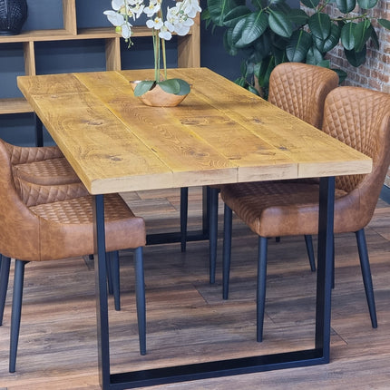 SET - 150cm Table + 4 Chairs Rustic Dining Table SQUARE - Frame Legs