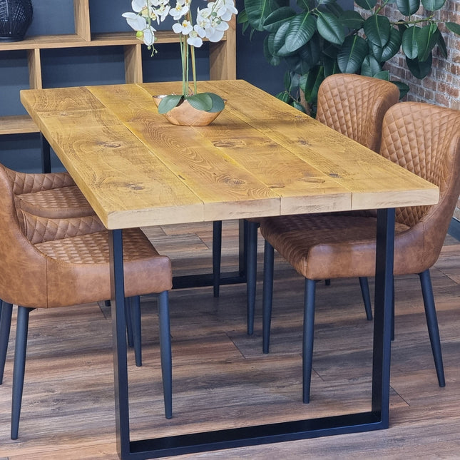 SET - 150cm Table + 4 Chairs Rustic Dining Table SQUARE - Frame Legs