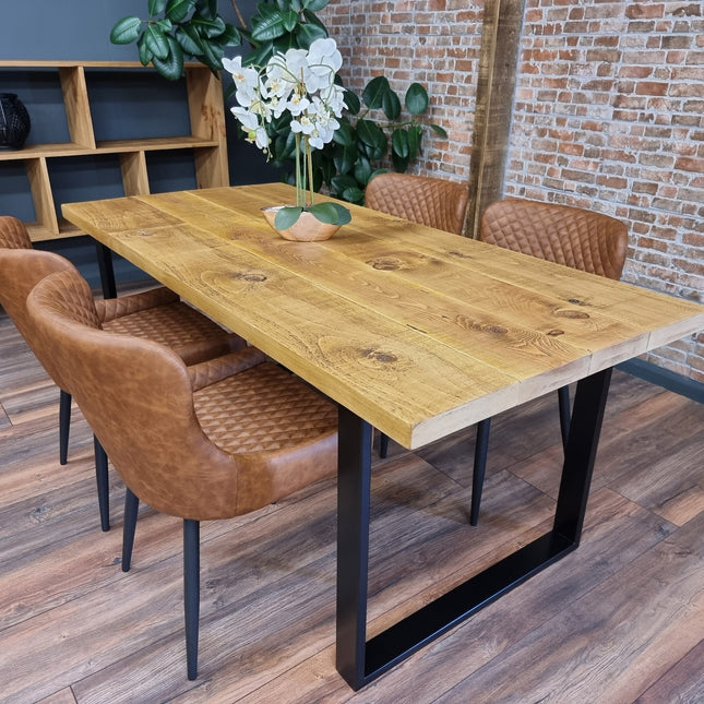 SET - 150cm Table + 4 Chairs Rustic Dining Table SQUARE - Frame Legs