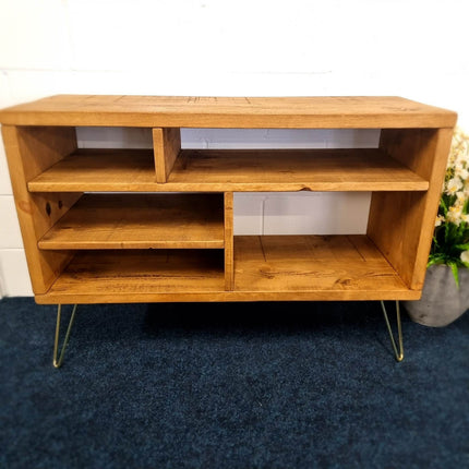 Industrial TV Stand With Shelf Rustic Solid Wood Furniture Vintage Retro Style Cabinet Reclaimed Large Wooden Media Storage Unit 2011