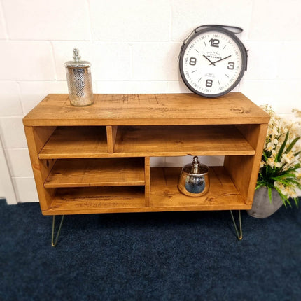 Industrial TV Stand With Shelf Rustic Solid Wood Furniture Vintage Retro Style Cabinet Reclaimed Large Wooden Media Storage Unit 2011