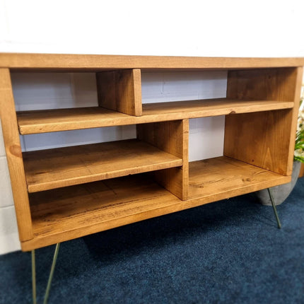 Industrial TV Stand With Shelf Rustic Solid Wood Furniture Vintage Retro Style Cabinet Reclaimed Large Wooden Media Storage Unit 2011