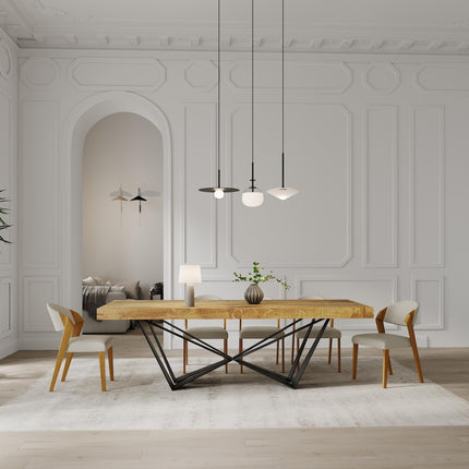 Boston Scorpio Dining Table Rustic Solid Wood Dining Table Industrial Straight Edge Dining Table Scorpio Steel Base