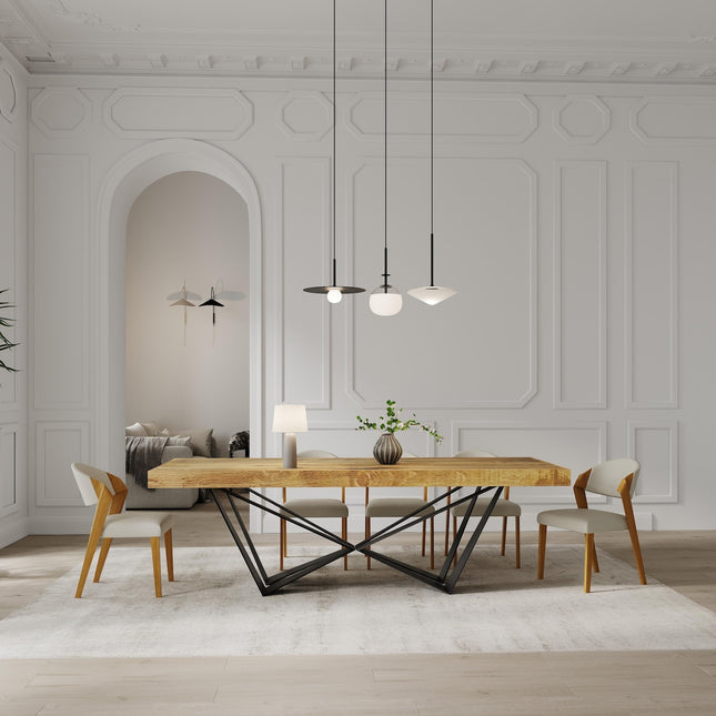 Boston Scorpio Dining Table Rustic Solid Wood Dining Table Industrial Straight Edge Dining Table Scorpio Steel Base