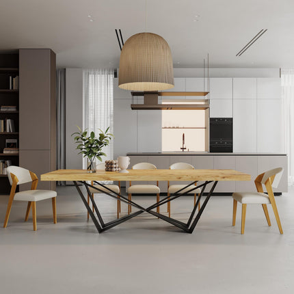 3 INCH Scorpio Dining Table Rustic Solid Wood Dining Table Industrial Straight Edge Dining Table Scorpio Steel Base