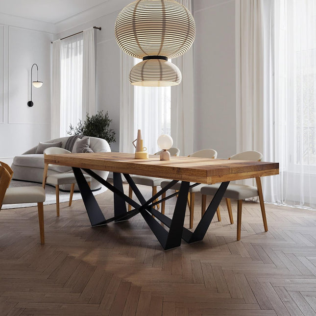 Grantham Scorpio Dining Table Rustic Solid Wood Dining Table Industrial Straight Edge Dining Table Scorpio Steel Base