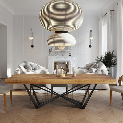 Grantham Scorpio Dining Table Rustic Solid Wood Dining Table Industrial Straight Edge Dining Table Scorpio Steel Base